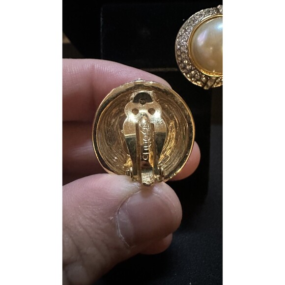 Vintage St. John Clip On Earrings Faux Pearl - Picture 2 of 3